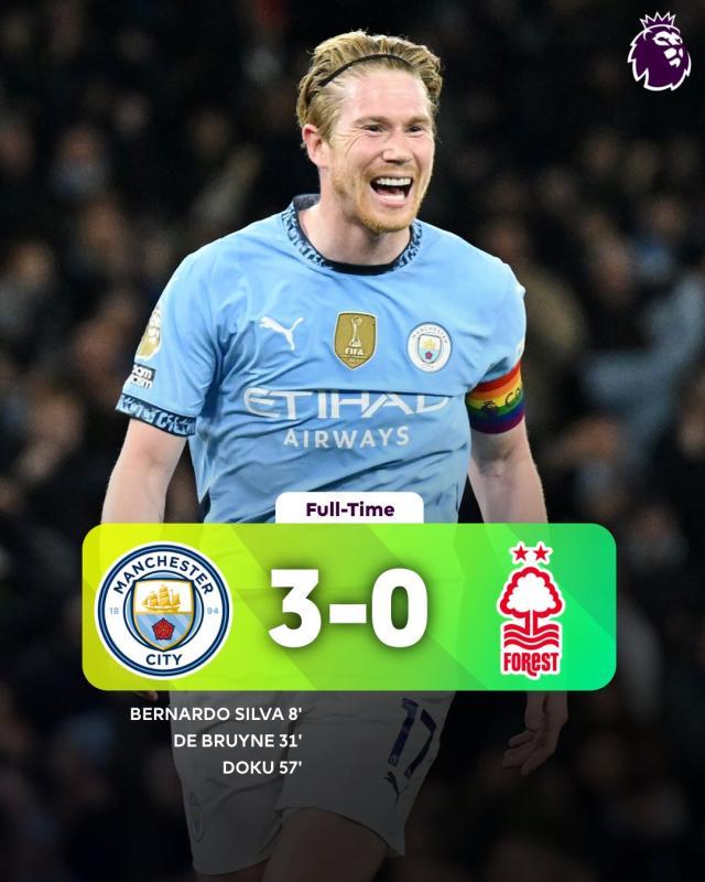 MK体育app-【英超】曼城3比0森林止不胜，多库、德布劳内传射